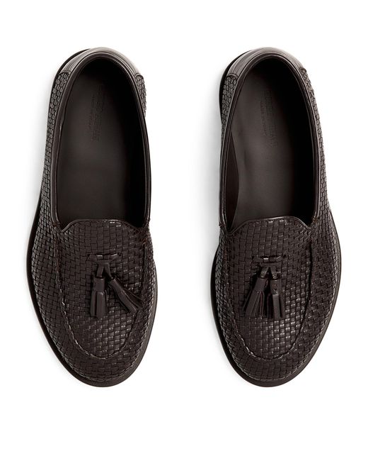 Giorgio Armani Brown Leather Logo Loafers for men