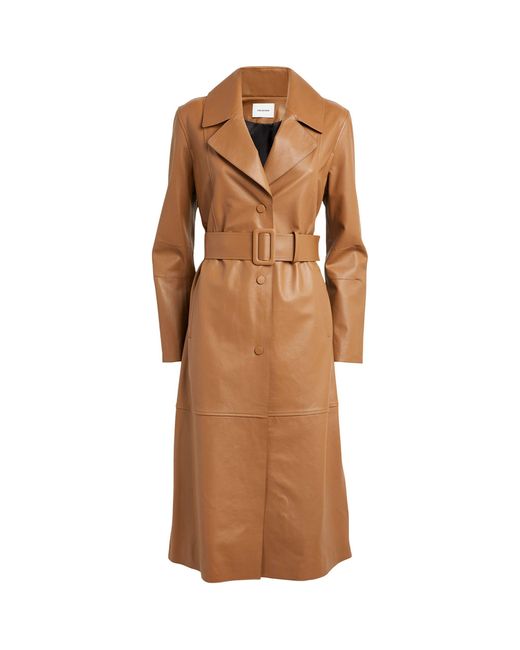 Yves Salomon Brown Leather Trench Coat