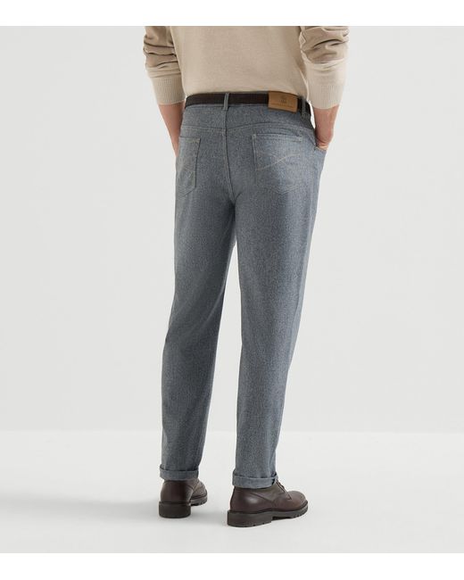 Brunello Cucinelli Gray Virgin Wool Flannel Tailored Trousers for men