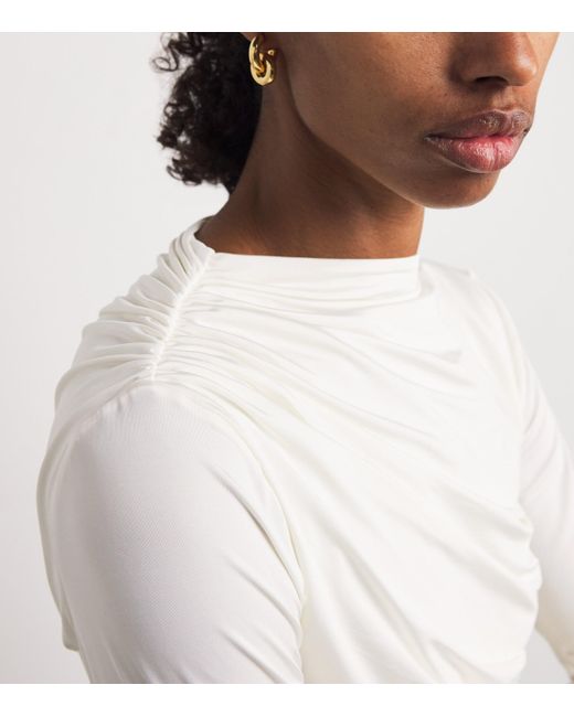 Anine Bing White Ruched Bray Top