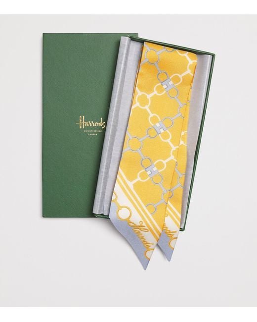 Harrods Metallic Silk Twill Snaffle Scarf