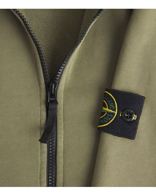 Stone Island Green Organic Cotton Zip-Up Sweatshirt for men