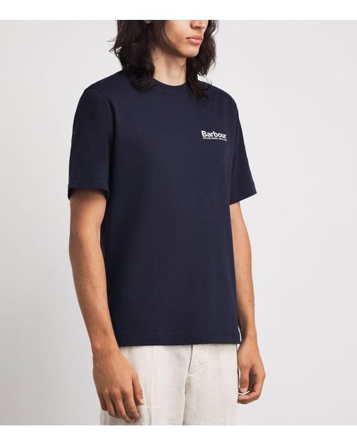 Barbour Blue Cotton Logo T-Shirt for men