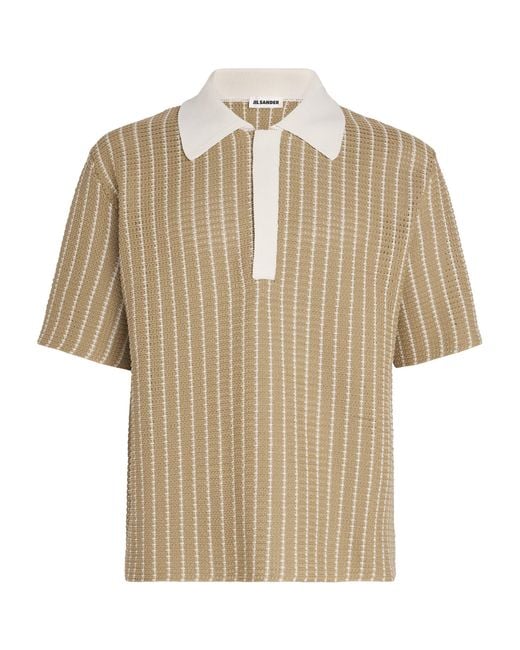 Jil Sander Natural Knitted Polo Shirt for men