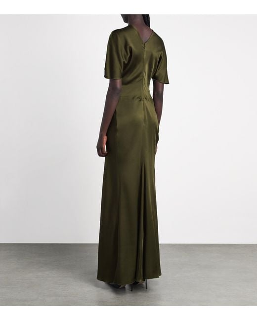 Victoria Beckham Green Satin Isabella Gown