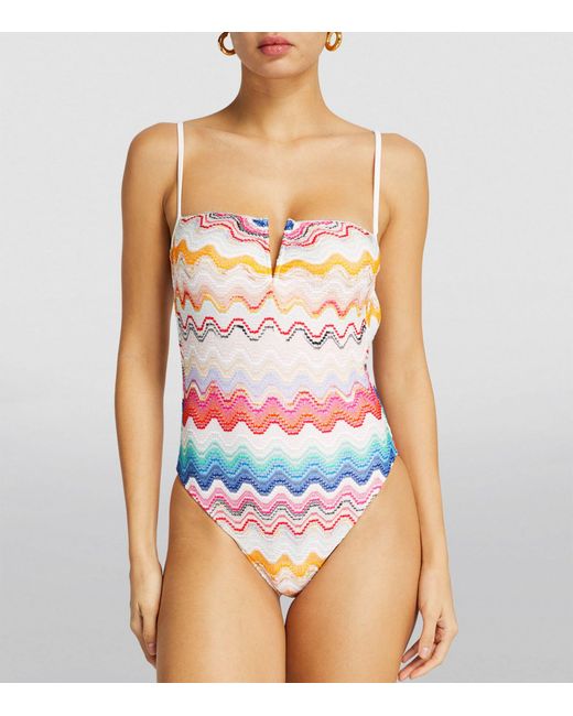 Missoni White Knitted Wave Swimsuit