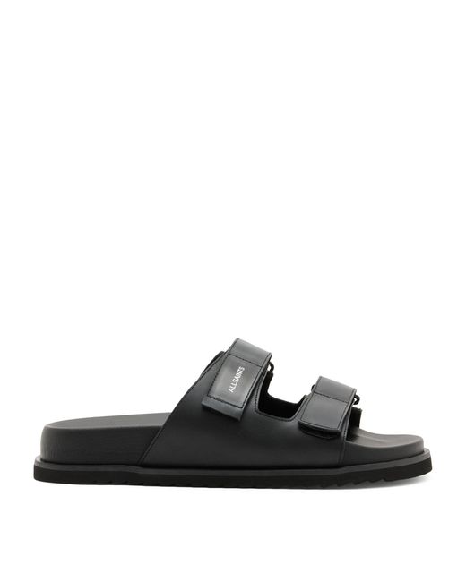 AllSaints Black Leather Vex Sandals for men