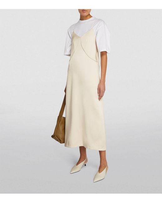 Carven White Satin Midi Slip Dress