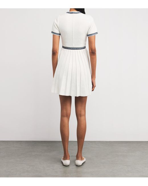 Maje White Terry Braid-Trim Mini Dress
