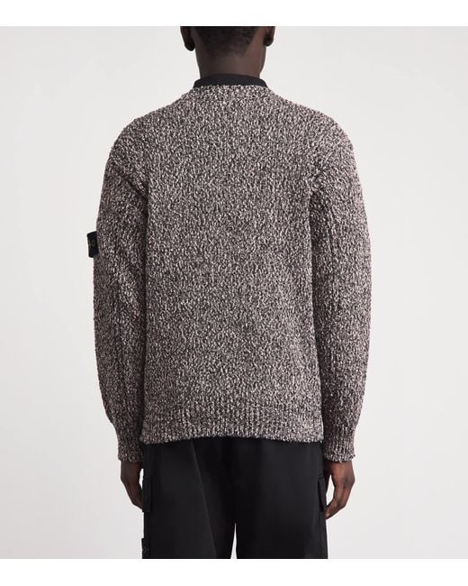 Stone Island Gray Cotton Speckled Sweater for men