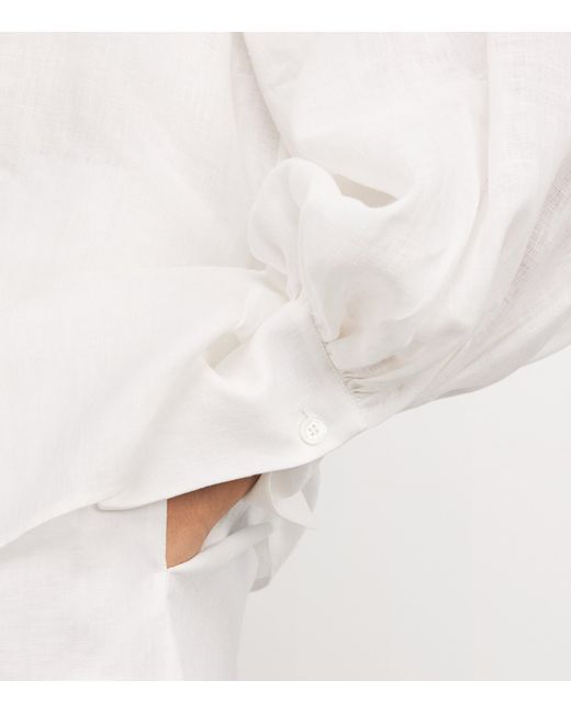 Eleventy White Linen Long-Sleeve Shirt