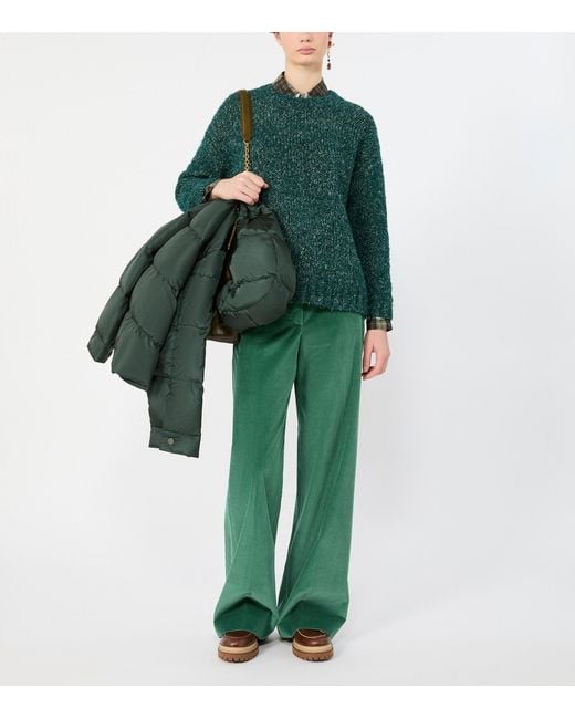 Weekend by Maxmara Green Alpaca-Cotton-Wool-Blend Sweater