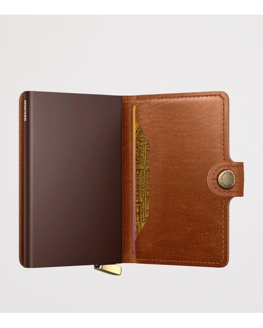 Secrid Brown Leather Embossed Lines Miniwallet for men
