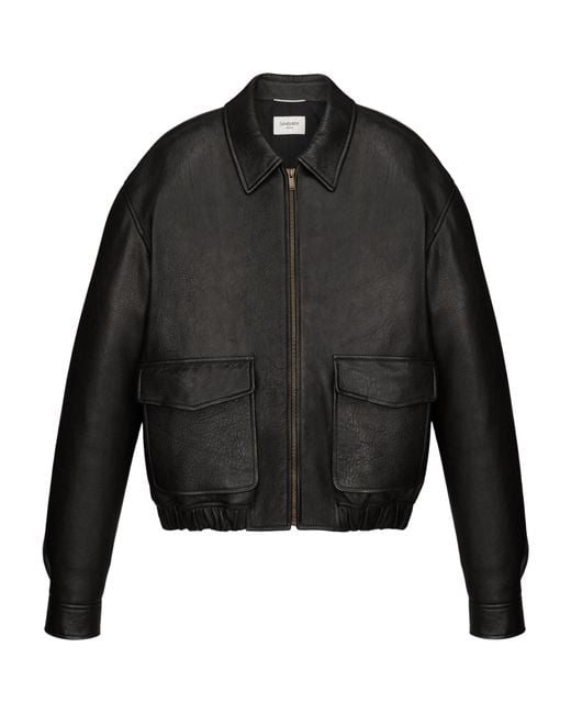 Saint Laurent Black Bubbled Leather Jacket for men