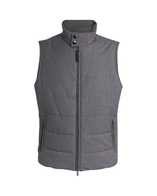 Canali Gray Water-Resistant Padded Gilet for men