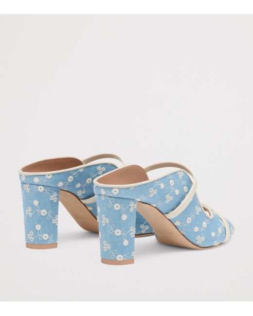 Malone Souliers Blue Floral Denim Norah Heeled Sandals 70