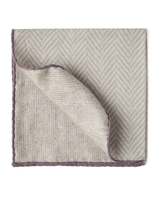 Brunello Cucinelli Gray Silk Chevron Pocket Square for men