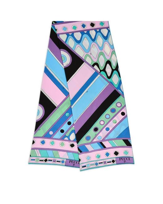 Emilio Pucci Blue Pucci Silk Printed Head Scarf
