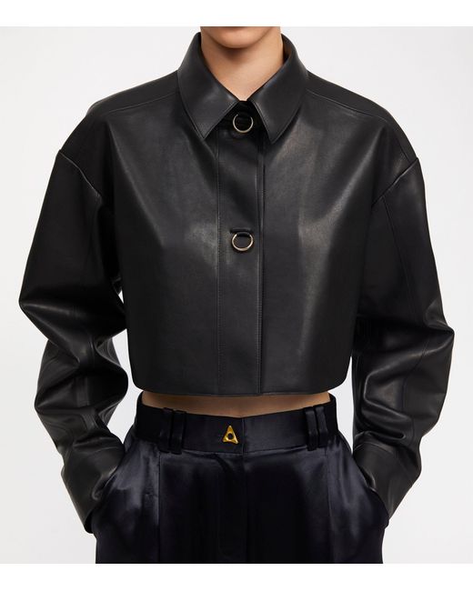 Aeron Black Leather Cropped Shore Jacket
