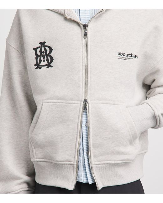 About Blank Gray Cotton Monogram Hoodie for men