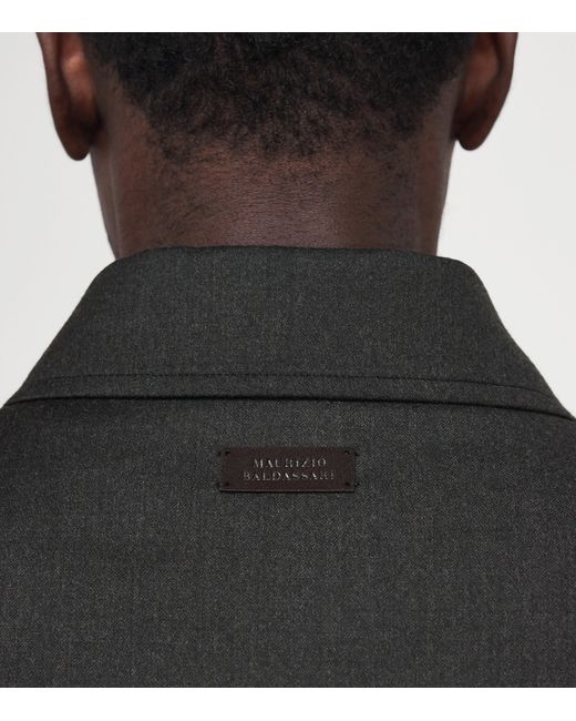 Maurizio Baldassari Black Stretch-Wool Overshirt for men