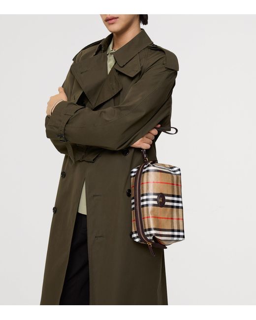 Burberry Brown Leather-Trim Check Highlands Travel Pouch for men