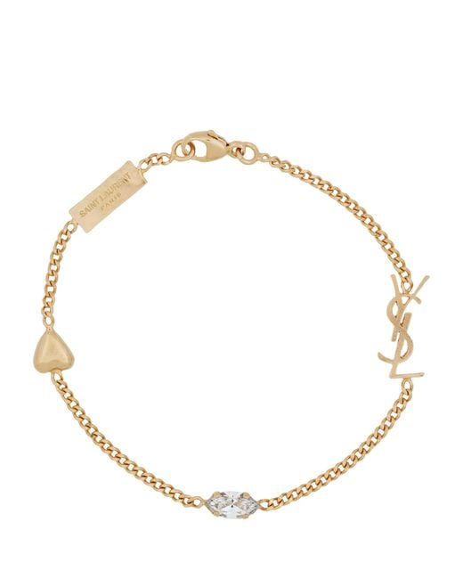 Saint Laurent Metallic Logo Charm Bracelet