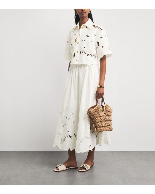 Zimmermann White Cotton Embroidered Mahon Shirt