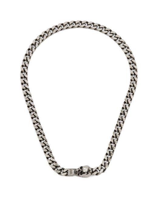 Alexander McQueen Metallic Brass Skull Chain Necklace for men