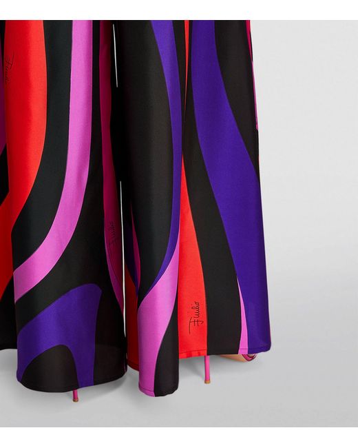 Emilio Pucci Red Pucci Marmo Print Wide-leg Trousers