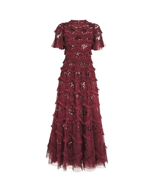 Needle & Thread Red Daisy Wave Maxi Dress