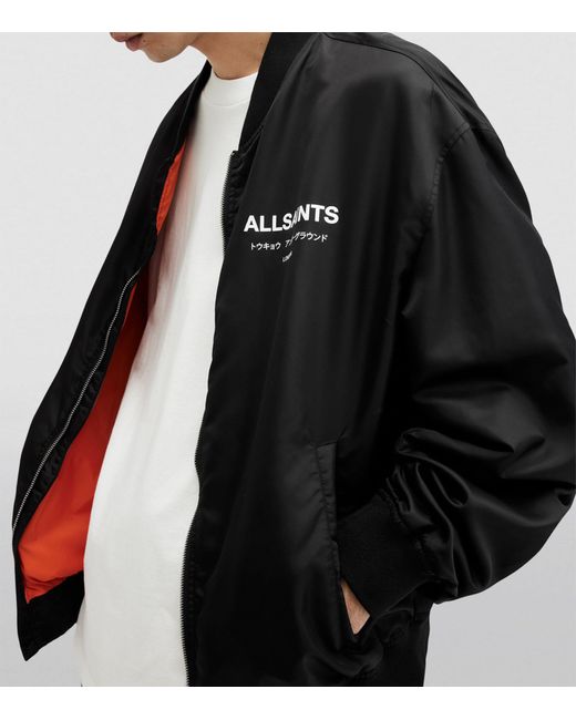 AllSaints Black Underground Bomber Jacket for men