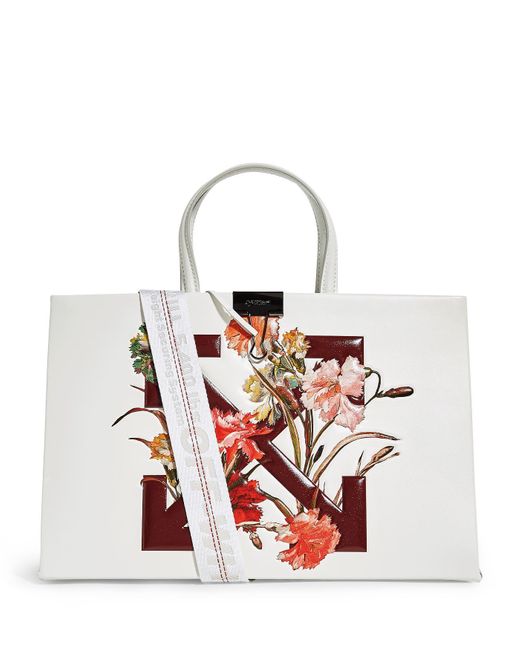 Off-White c/o Virgil Abloh Multicolor Floral Logo Tote Bag