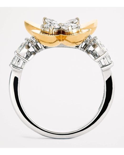 YEPREM Metallic And Diamond Butterfly Ring
