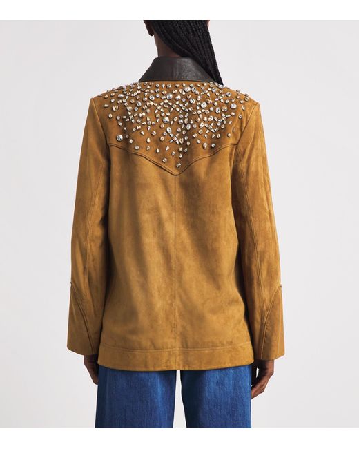 Veronica Beard Brown Suede Embellished Shannon Jacket
