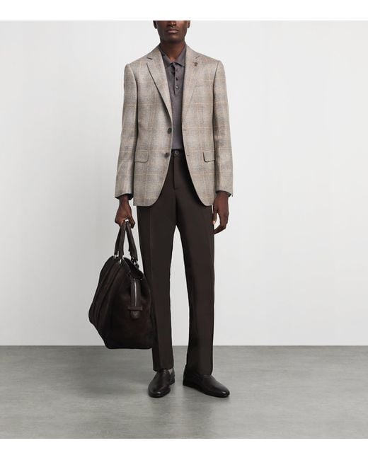 Pal Zileri Brown Cashmere Check Blazer for men