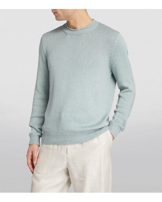Agnona Blue Silk-cotton Sweater for men