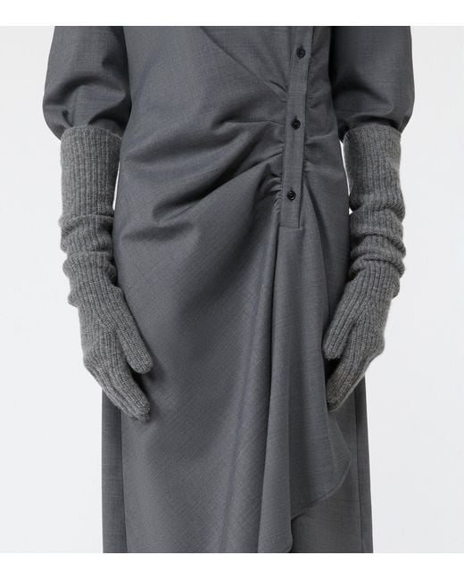 Weekend by Maxmara Gray Cashmere Logo Gloves