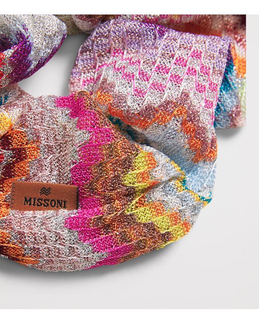 Missoni Red Metallic-Thread Zigzag Scrunchie