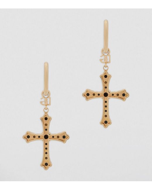Dolce & Gabbana White Cross Pendant Earrings