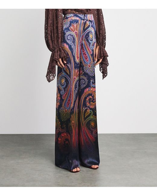 Etro Purple Satin Printed Chinos
