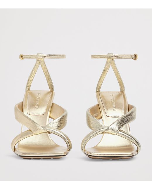 Bottega Veneta Metallic Lambskin Riva Heeled Sandals 90