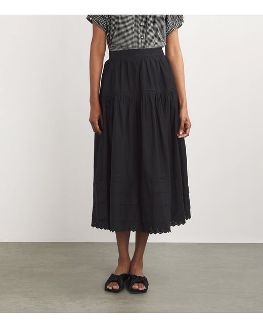 Doen Black Tiered Sebastiane Midi Skirt