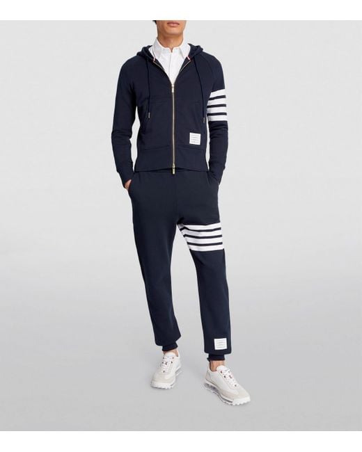 Thom Browne Blue Four-Stripe Zip-Up Hoodie for men
