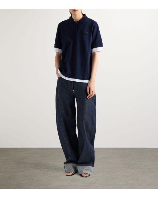 Prada Blue Cotton Piqué Polo Shirt