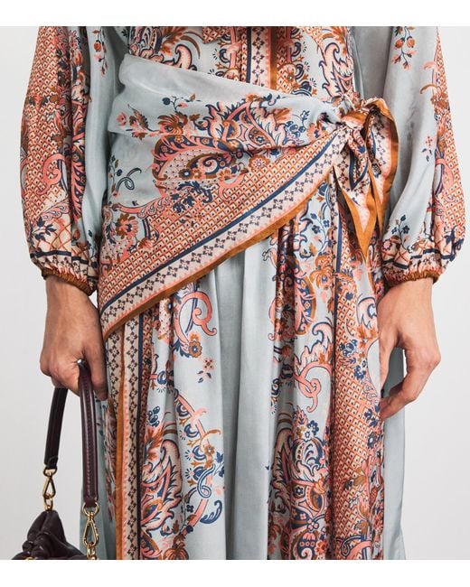 Zimmermann Multicolor Silk Printed Aster Midi Skirt