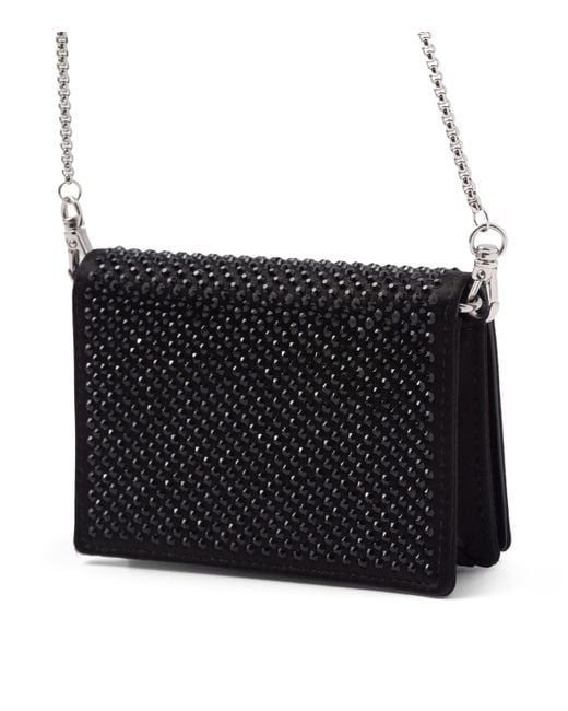 Prada Black Crystal-Embellished Chain Wallet