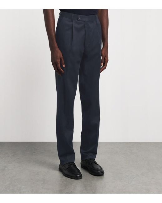 N.Peal Cashmere Blue Stretch-Cotton Atrani Trousers for men