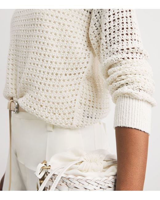 Eleventy White Silk Open-Knit Sweater