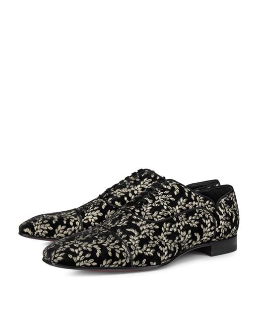 Christian Louboutin Black Embroidered Oxford Shoes for men